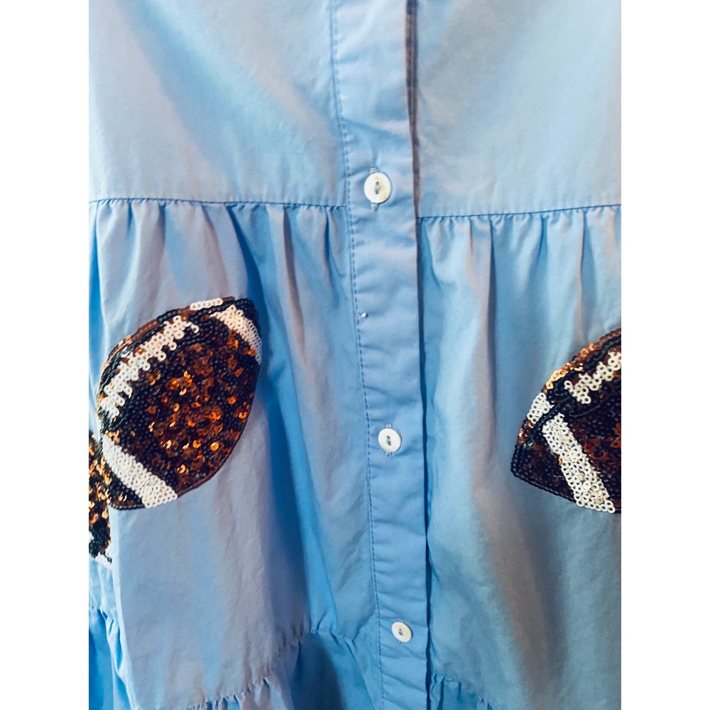 Peach Love California Light Blue Sequin Football Mini Dress - Picture 6 of 8